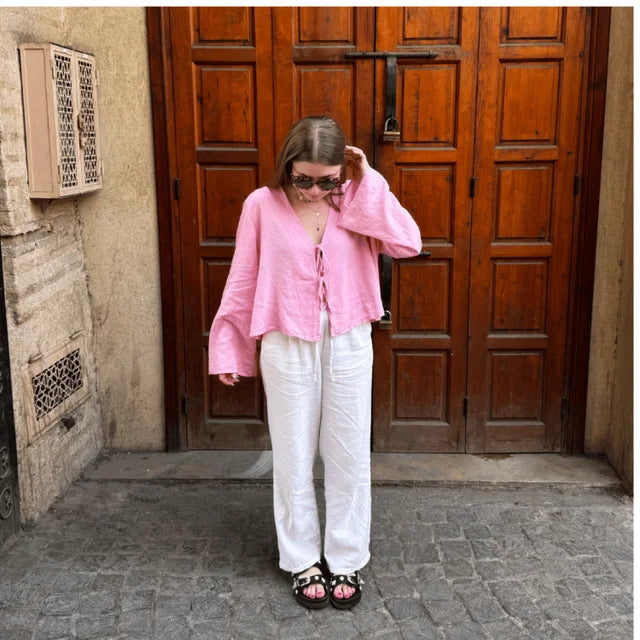 Inaya | Blouse à Nouer sur le Devant avec Silhouette Fluide pour Femme