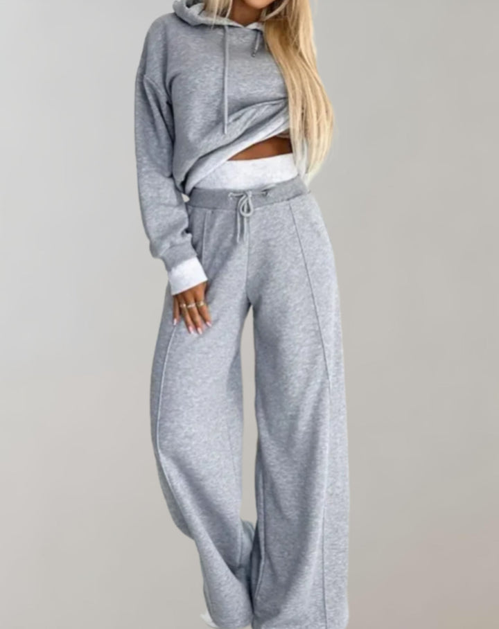 Nina – Survêtement hoodie 2 pièces avec pantalon large femme