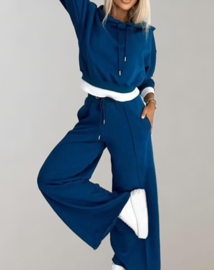 Nina – Survêtement hoodie 2 pièces avec pantalon large femme
