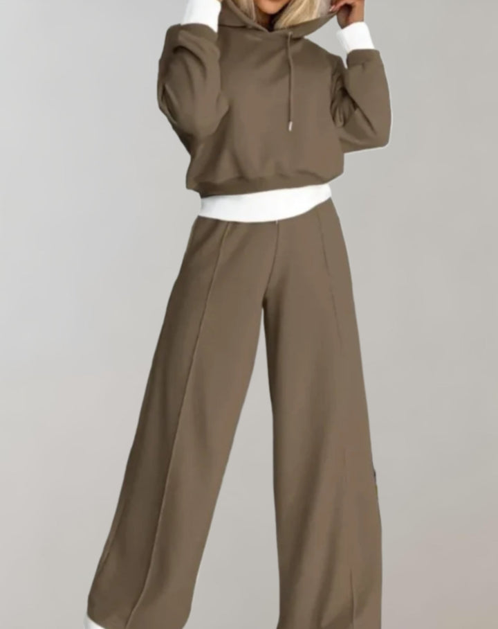 Nina – Survêtement hoodie 2 pièces avec pantalon large femme