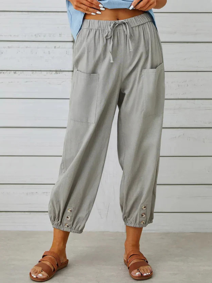 Luciane | Pantalon à cordon et boutons pour femme