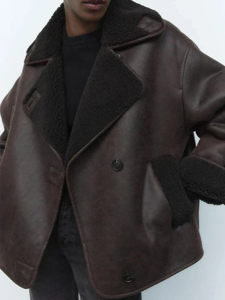 Fransesca | Veste en simili cuir vintage pour femmes