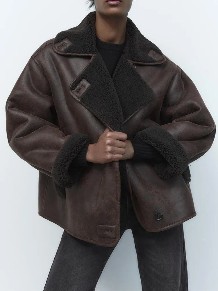 Fransesca | Veste en simili cuir vintage pour femmes