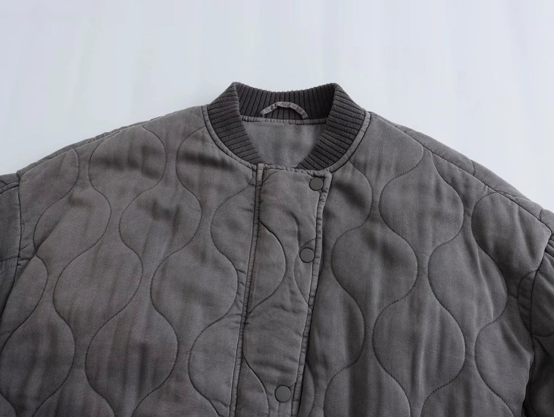Swara | Veste Bomber Grise Coupe Ample et Tendance pour Femme