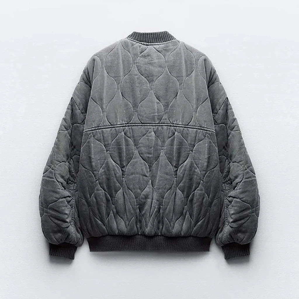 Swara | Veste Bomber Grise Coupe Ample et Tendance pour Femme