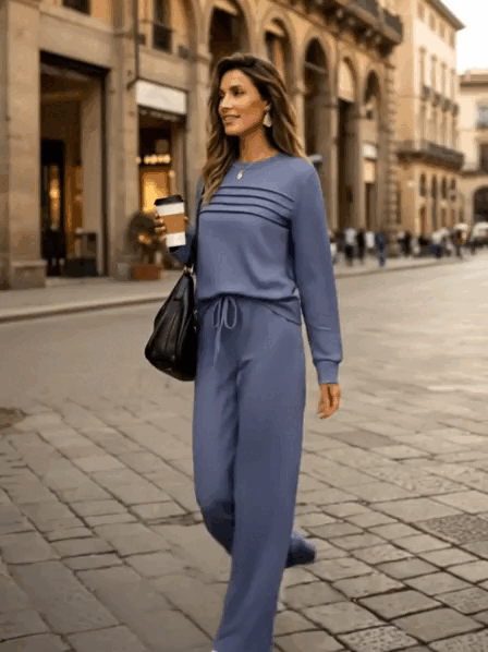 Set Haut à Col Rond pour Femme et Pantalon à Cordon