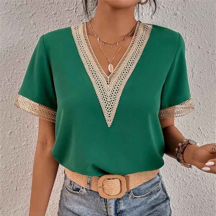 Evelina | Blouse à Col V en Dentelle Crochet pour Femme