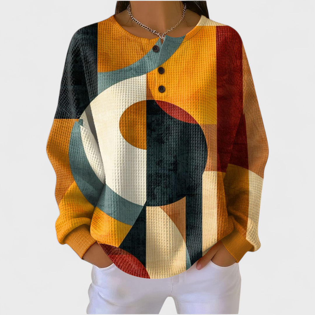 Léa - Pull à motif rétro géométrique