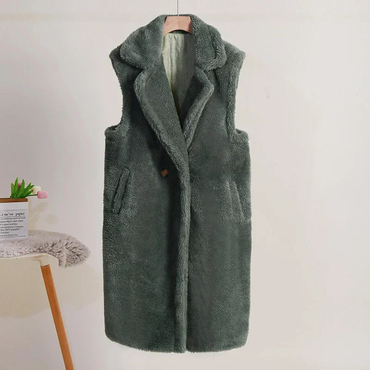 Petronella | Manteau d’hiver sans manches en peluche pour femme