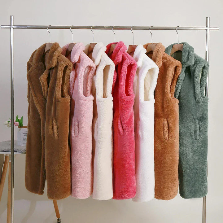 Petronella | Manteau d’hiver sans manches en peluche pour femme