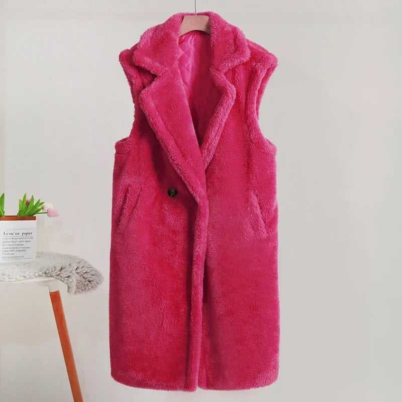 Petronella | Manteau d’hiver sans manches en peluche pour femme