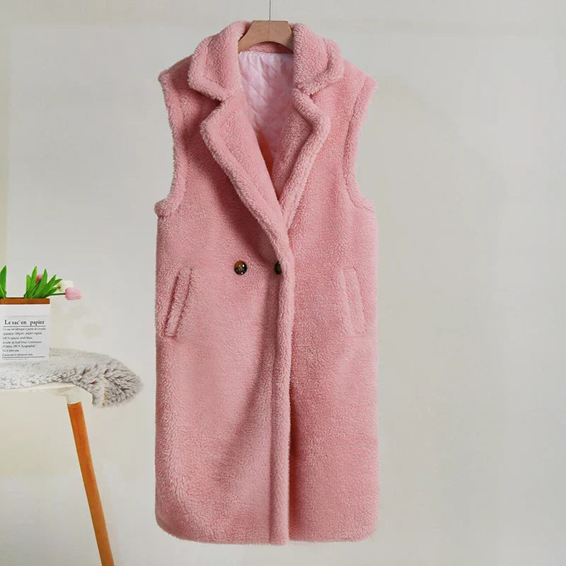 Petronella | Manteau d’hiver sans manches en peluche pour femme