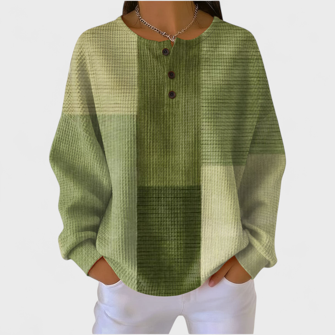 Nora - Pull vert olive à blocs de couleur