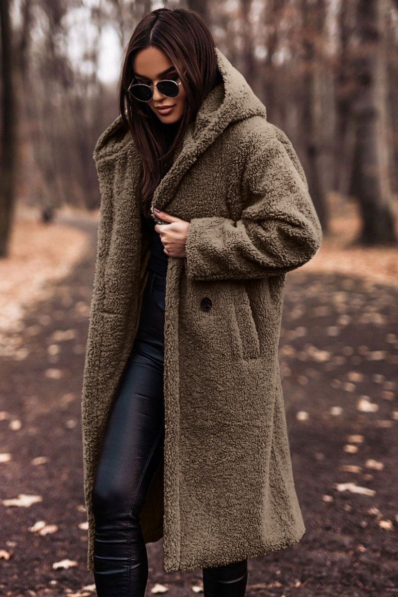 Mina | Manteau en peluche à coupe oversize avec capuche pour femme