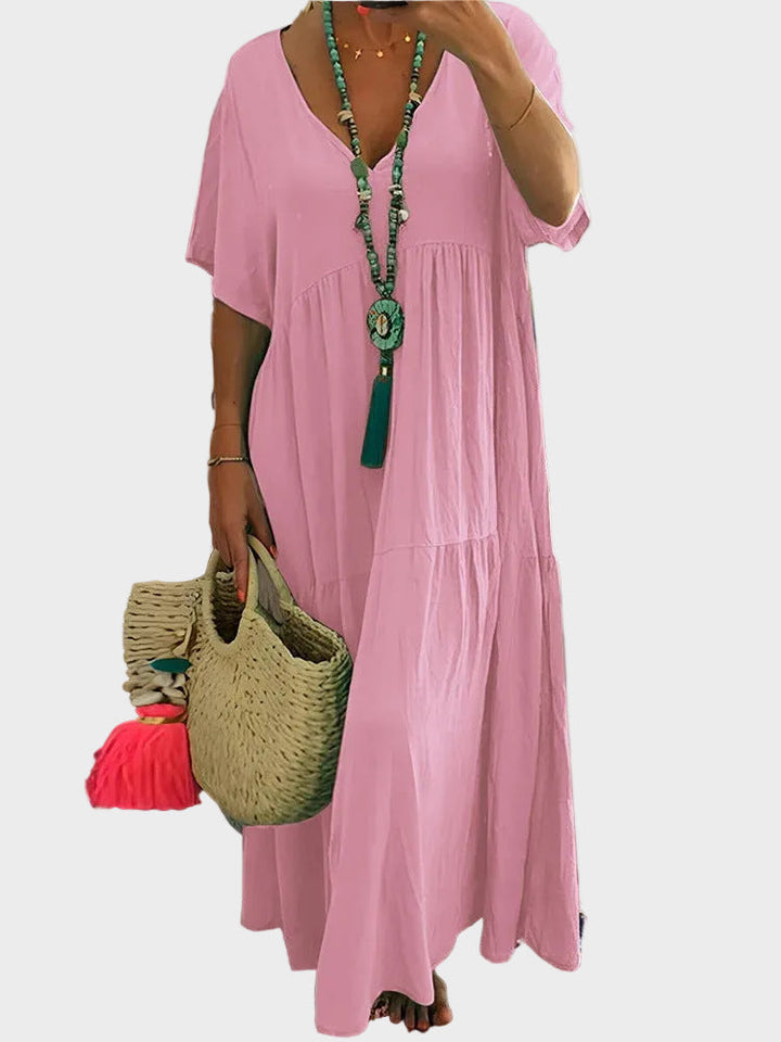 Capucine | Robe maxi fluide à volants et décolleté en V