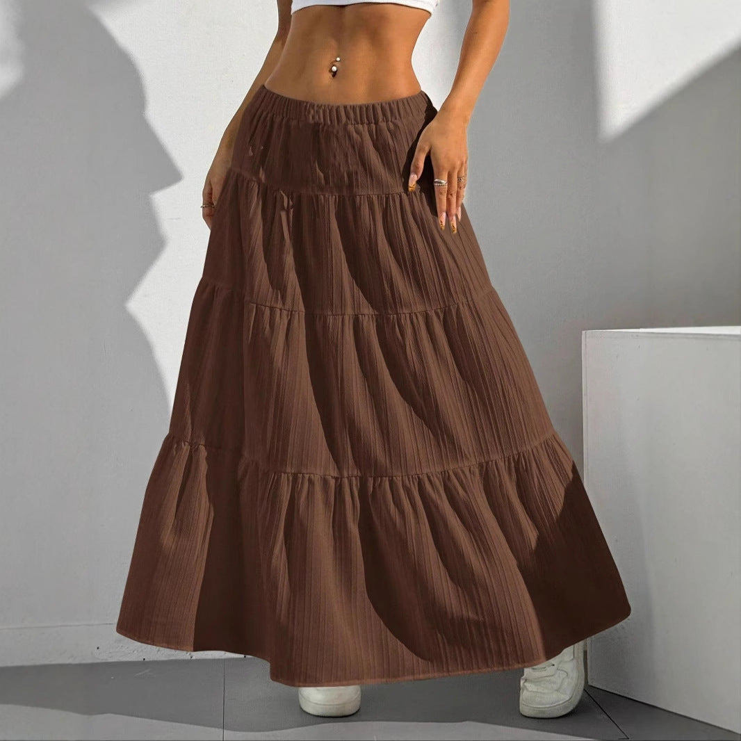 Myla | Jupe longue taille haute à plis pour femme