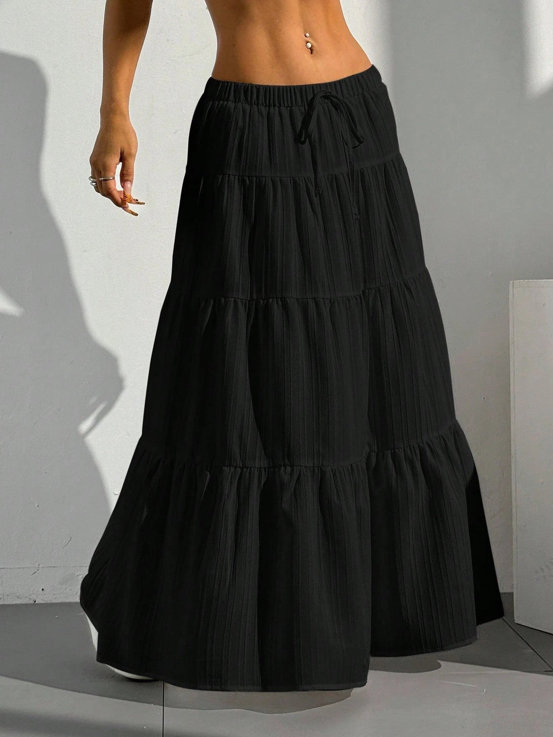 Myla | Jupe longue taille haute à plis pour femme