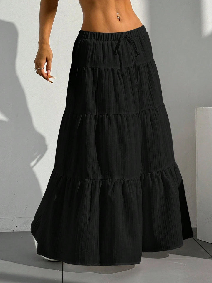 Myla | Jupe longue taille haute à plis pour femme
