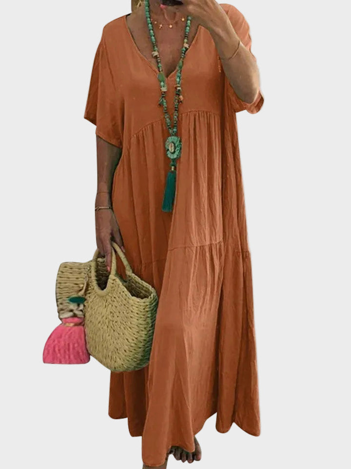 Capucine | Robe maxi fluide à volants et décolleté en V
