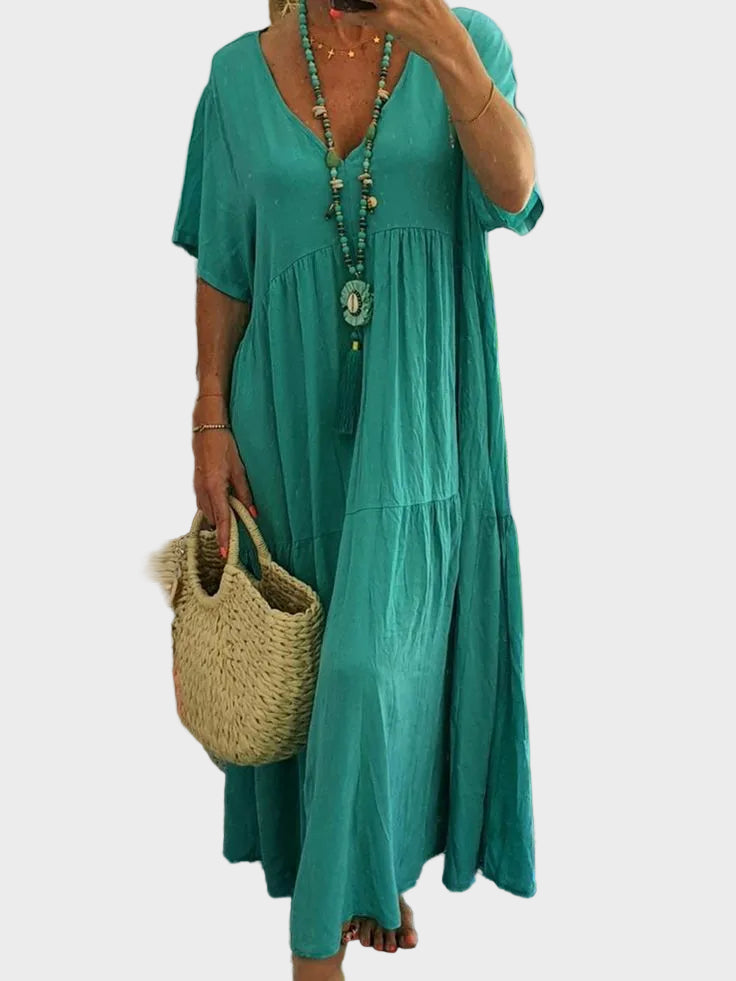 Capucine | Robe maxi fluide à volants et décolleté en V