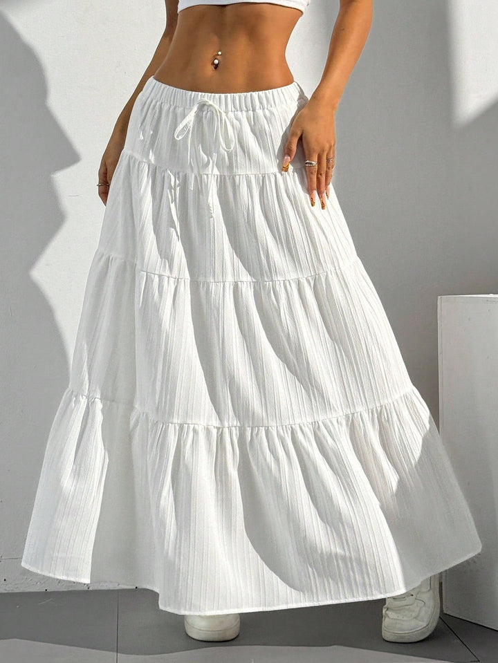 Myla | Jupe longue taille haute à plis pour femme