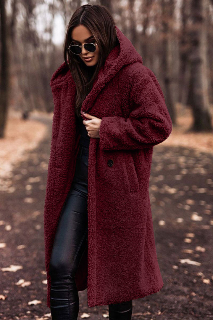 Mina | Manteau en peluche à coupe oversize avec capuche pour femme