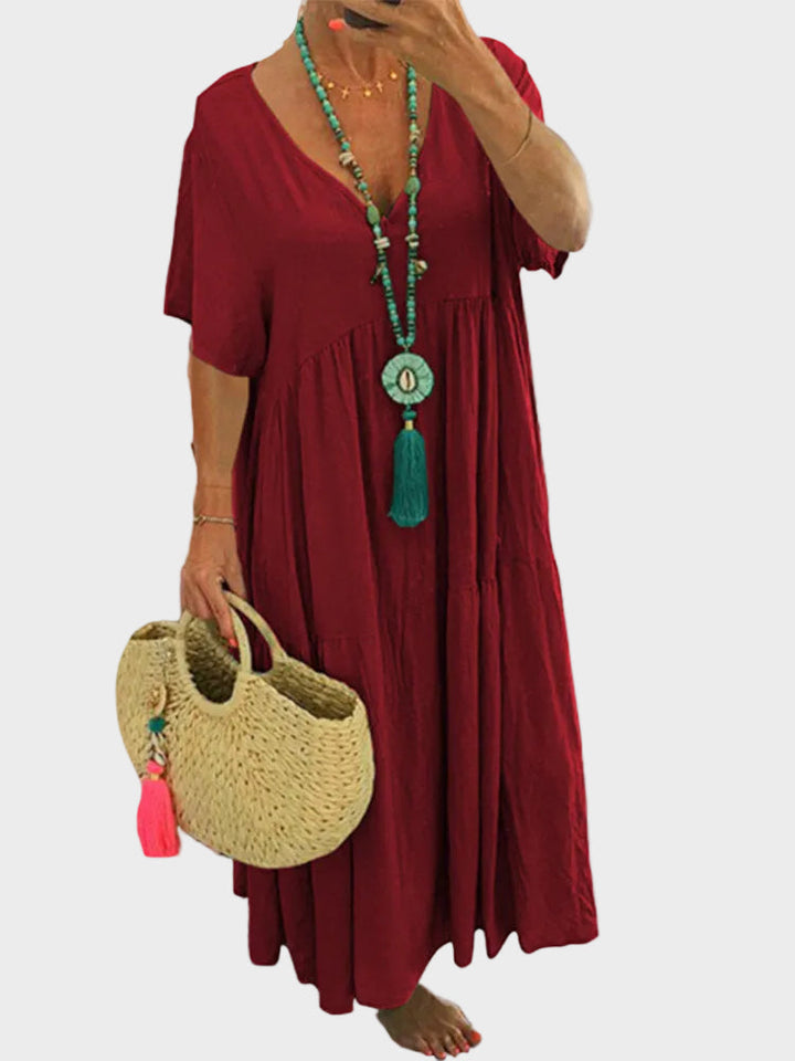 Capucine | Robe maxi fluide à volants et décolleté en V