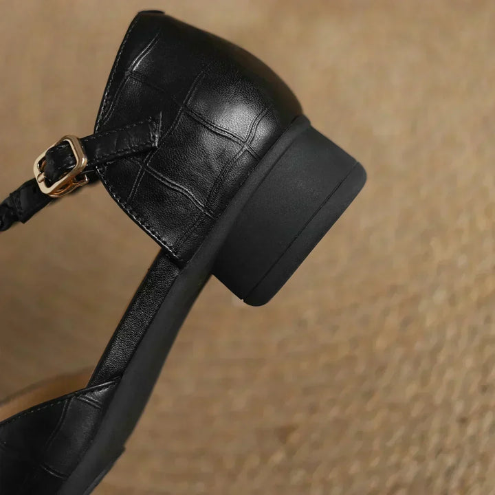 Léa | Chaussures en cuir plates avec bride en T