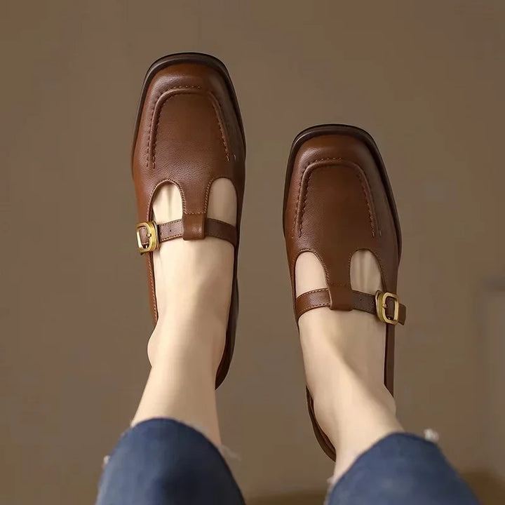 Delia - Chaussures Mary Jane T-Bar femme à bout carré