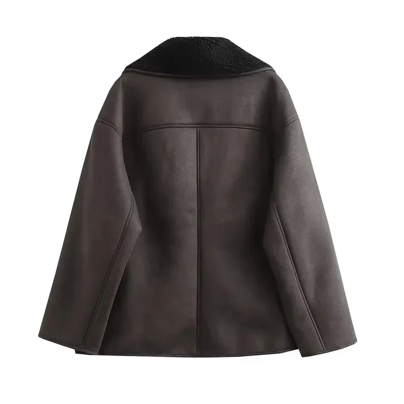 Auralith | Veste d'hiver à col large et fermeture boutonnée pour femme