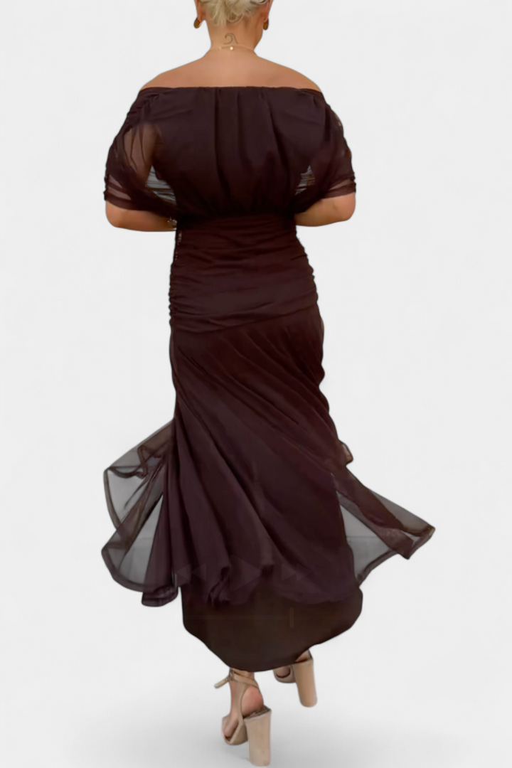 Inès | Longue robe fleurie avec encolure cœur