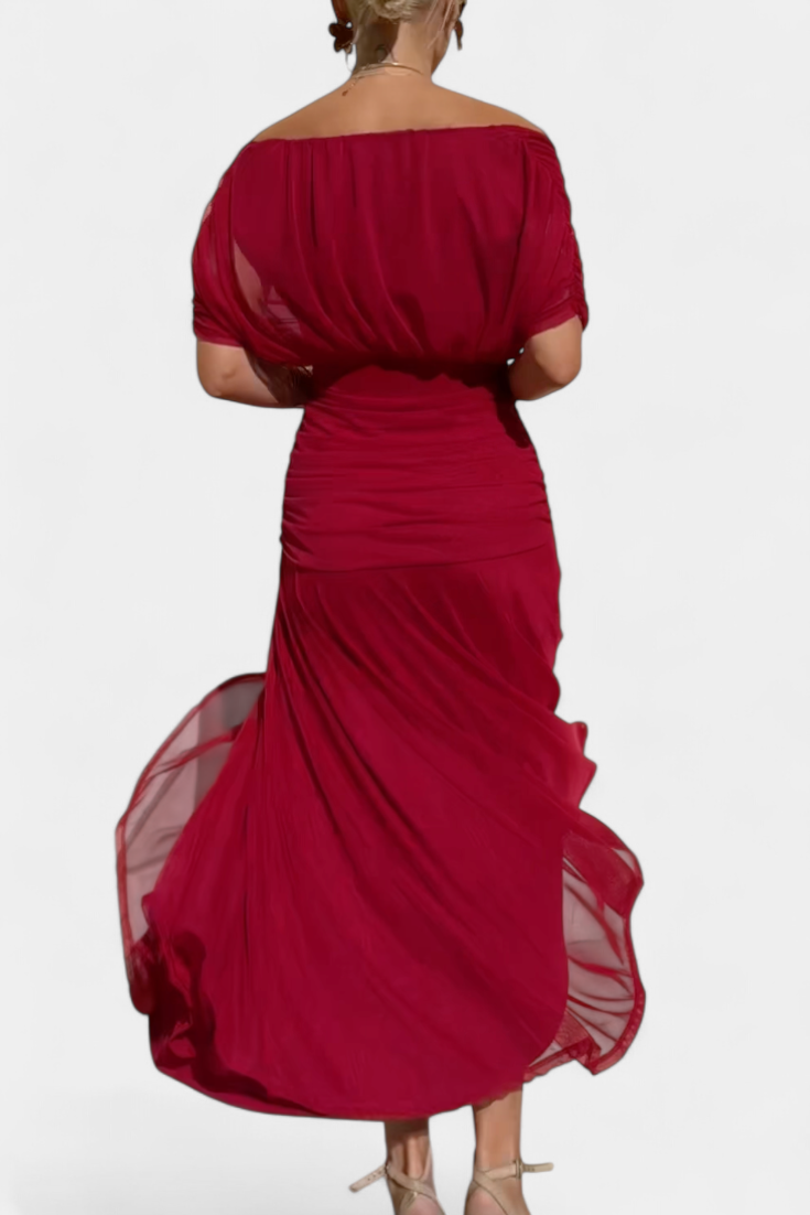 Inès | Longue robe fleurie avec encolure cœur