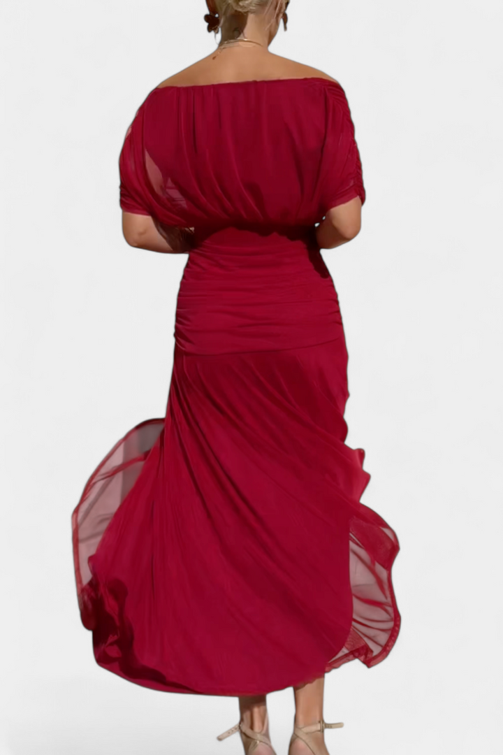 Inès | Longue robe fleurie avec encolure cœur
