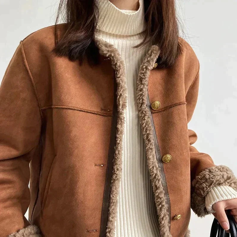 Rosalind | Veste d'hiver luxueuse en daim pour femme