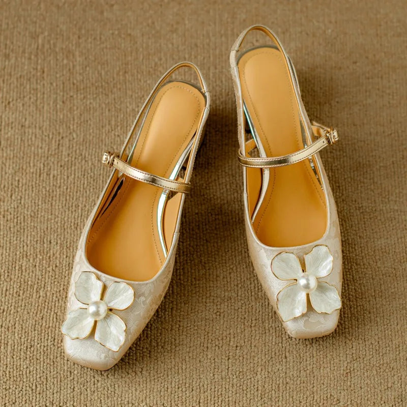 Genine - Escarpins slingback femme à talon bloc