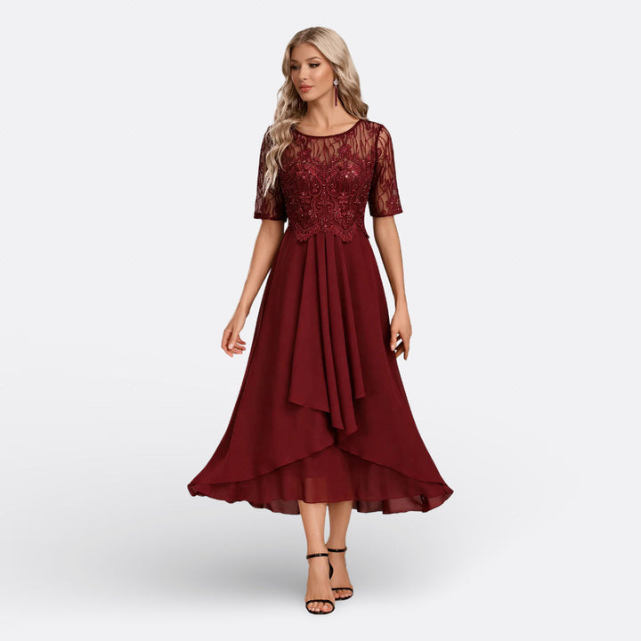 Léa | Robe en Dentelle à Manches Courtes