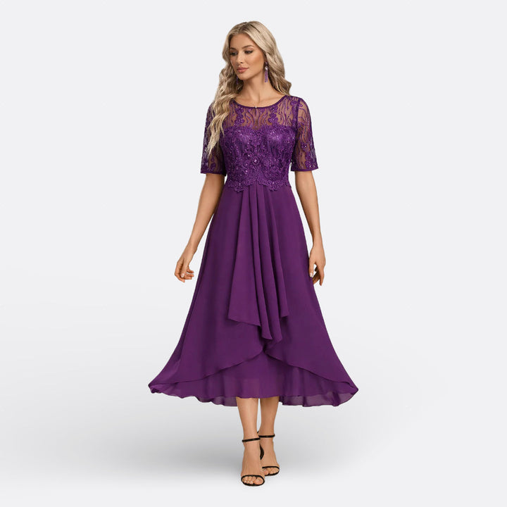 Léa | Robe en Dentelle à Manches Courtes