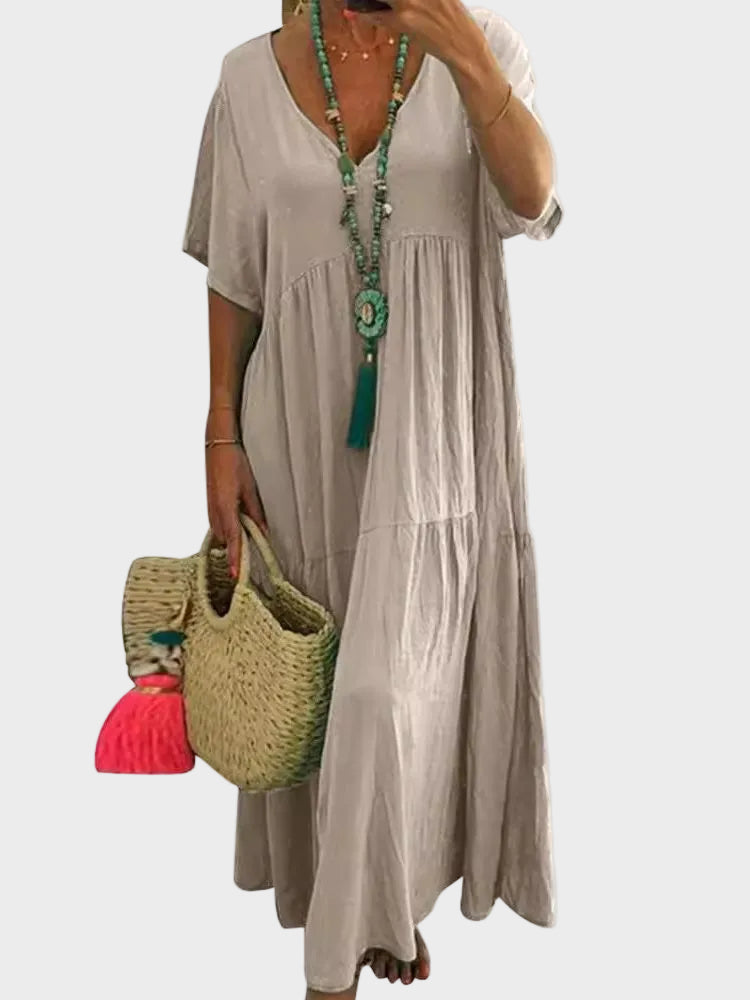 Capucine | Robe maxi fluide à volants et décolleté en V