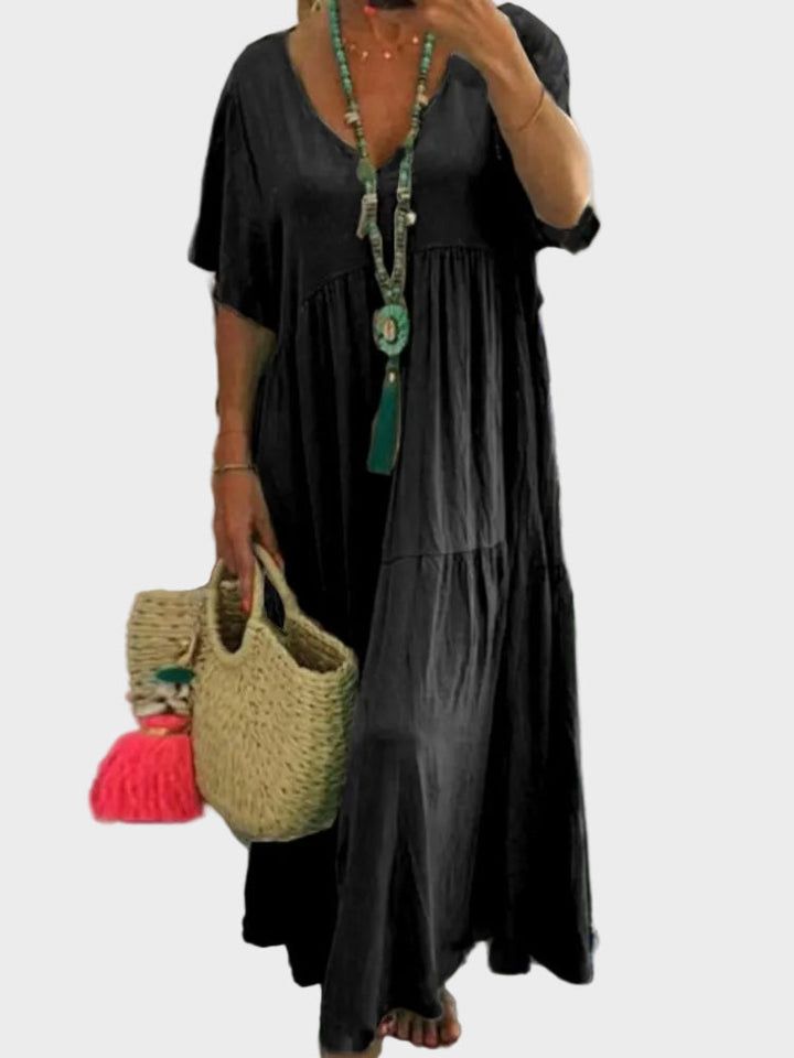 Capucine | Robe maxi fluide à volants et décolleté en V