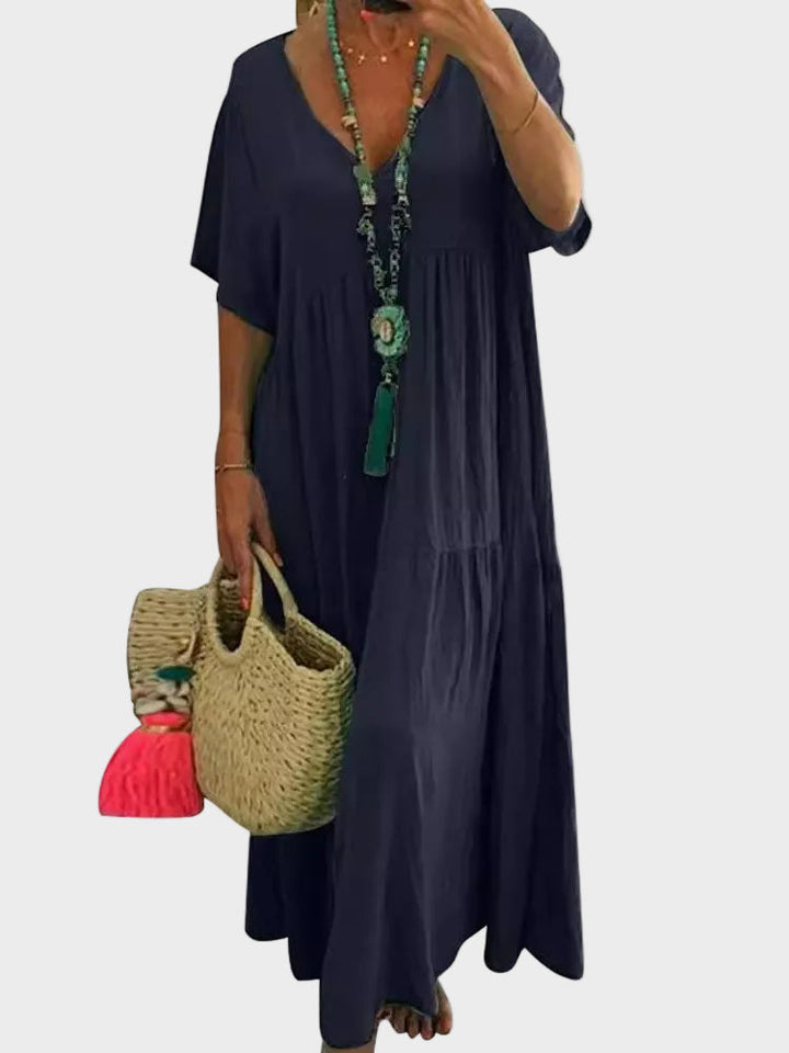 Capucine | Robe maxi fluide à volants et décolleté en V