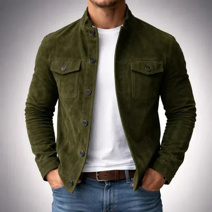 Veste boutonnée en daim pour homme
