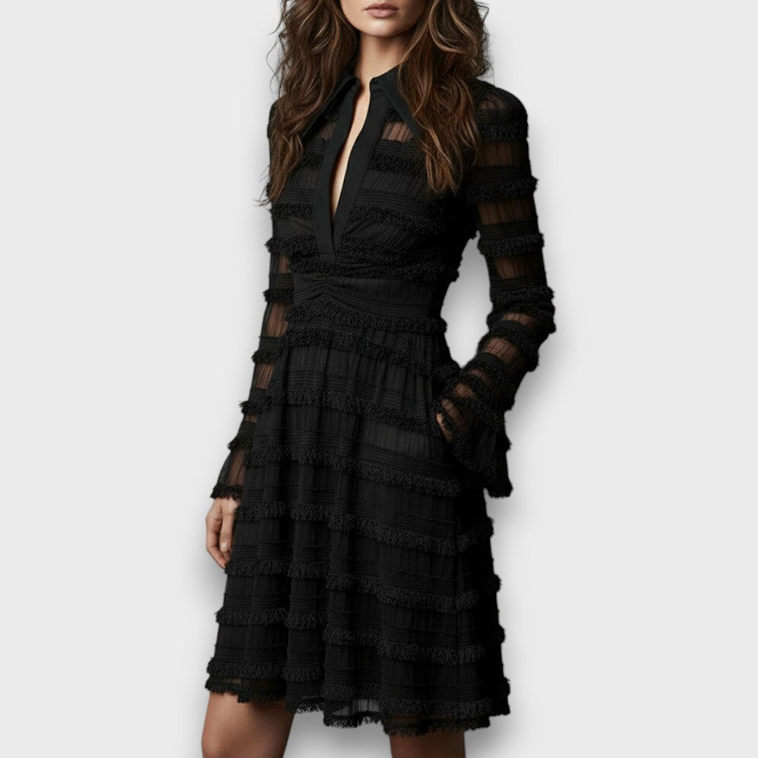 Chloé | Robe Midi Transparente avec Franges