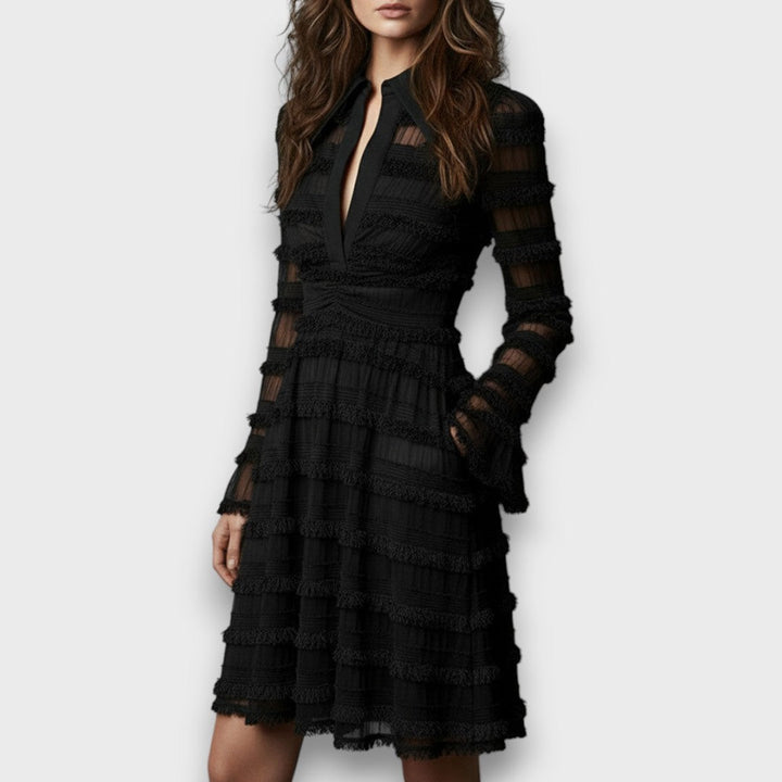 Chloé | Robe Midi Transparente avec Franges