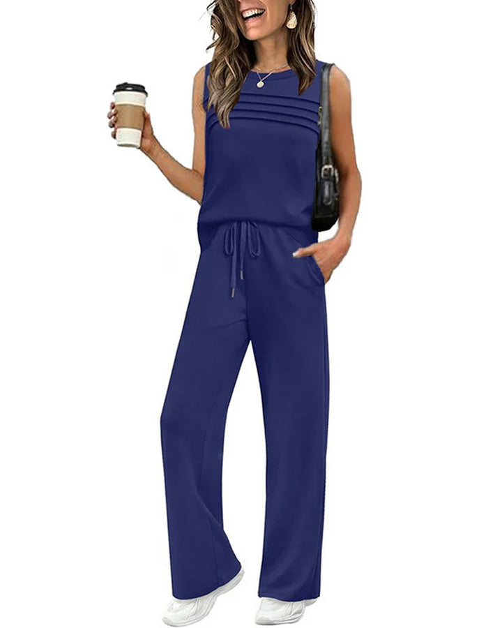 Ensemble Deux Pièces Top Gilet Plissé