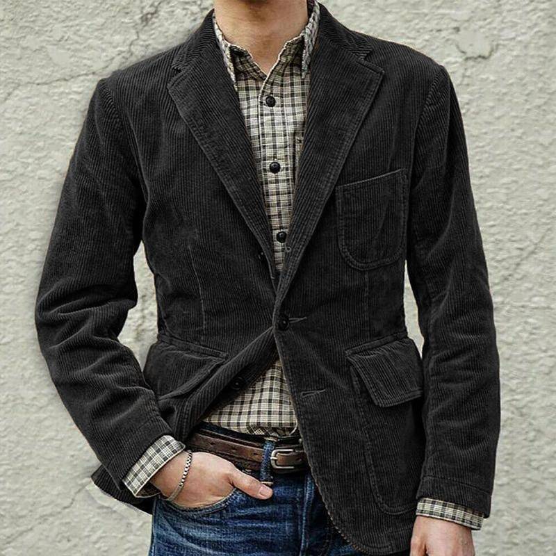 Blazer en velours côtelé vintage avec gilet pour homme