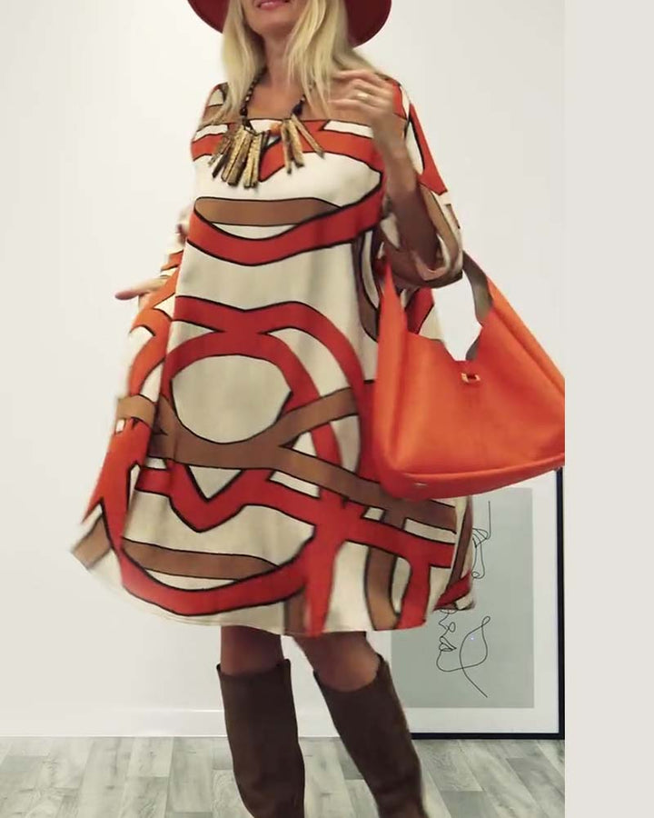 Robe imprimée design col rond