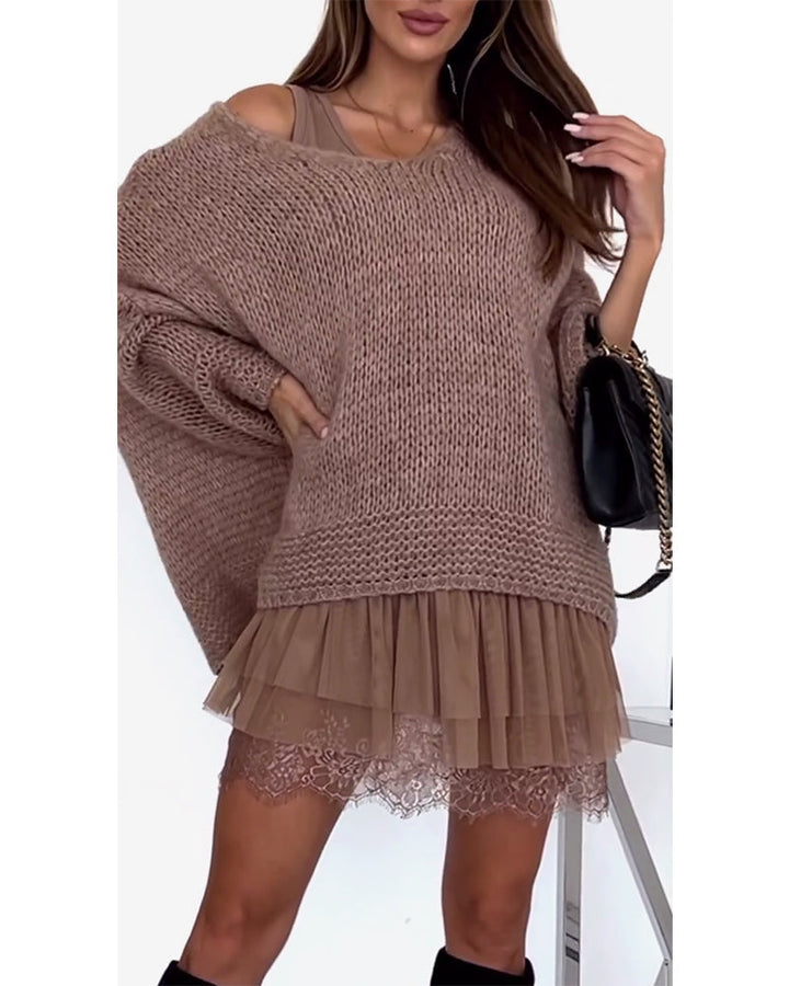 Robe Ample À Manches Longues Et Épaules Dénudées