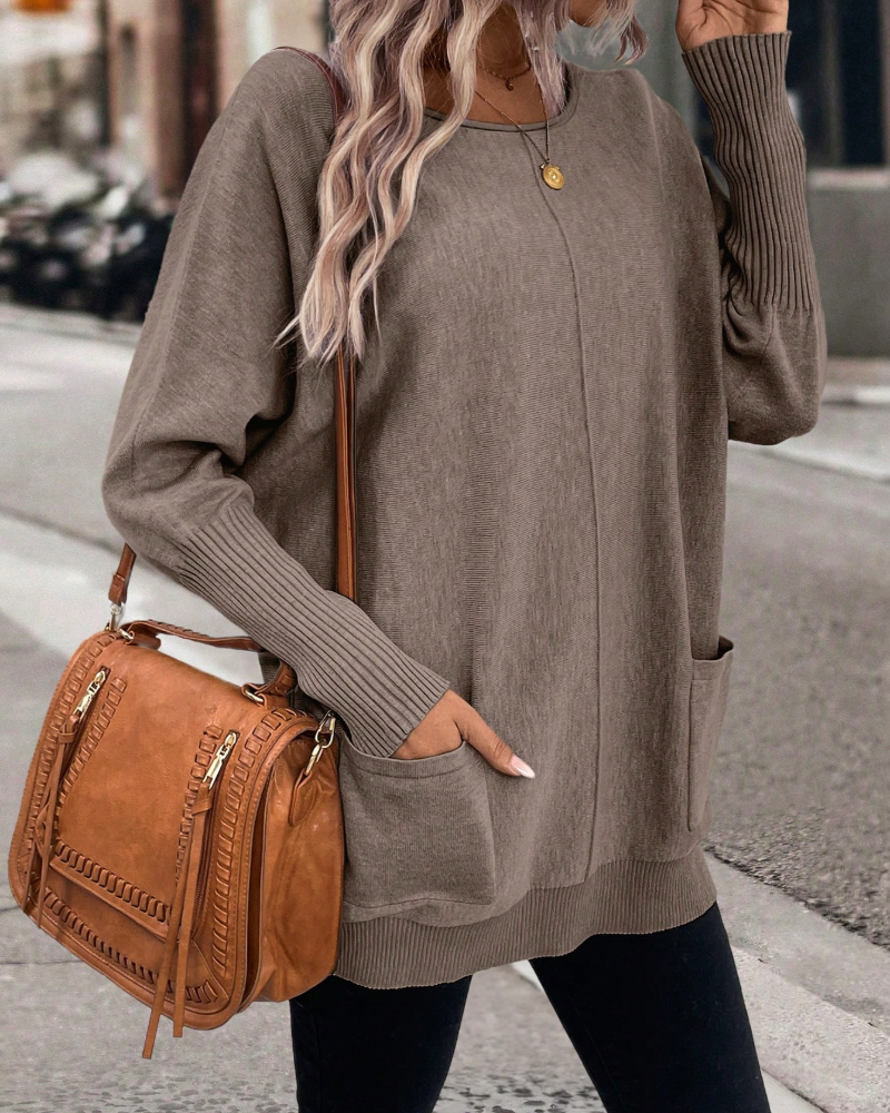 Sweat Avec Coupe Ample, Manches En Aile De Chauve-Souris Et Poches