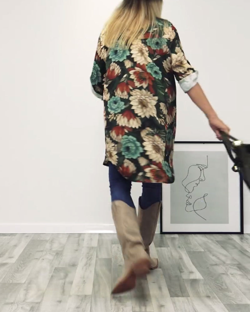 Chemise patchwork imprimé léopard à revers