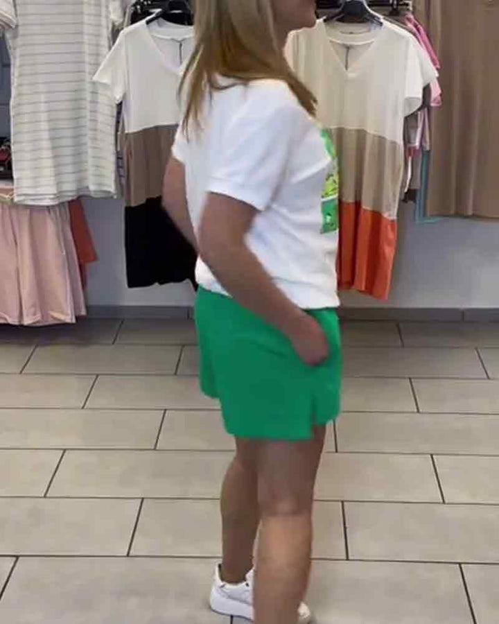 Ensemble Short Décontracté Imprimé Taille Mi-Haute
